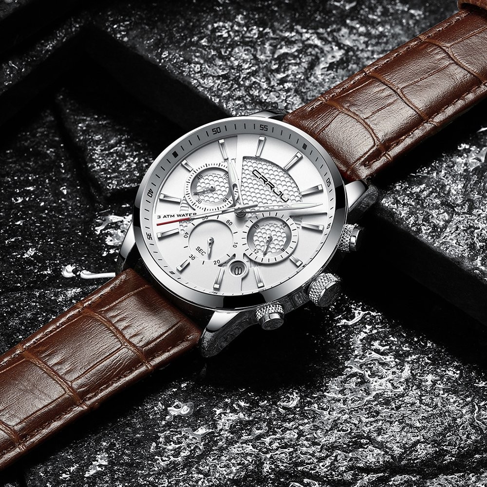 Reloj Cronografo Con Correa De Cuero Negro Para Negocios Y Uso Casual Pro