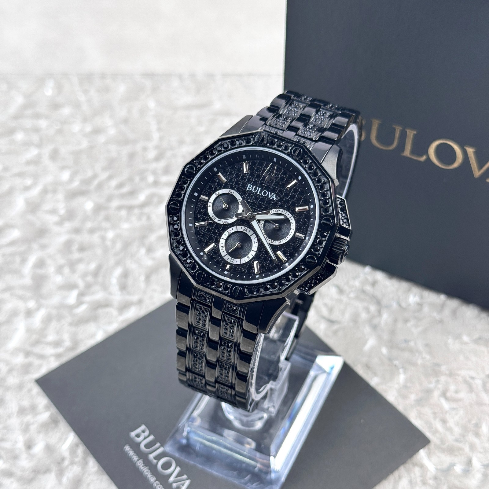 Bulova Octava Black Crystal Stainless Steel Men’s Chronograph Watch 98C134
