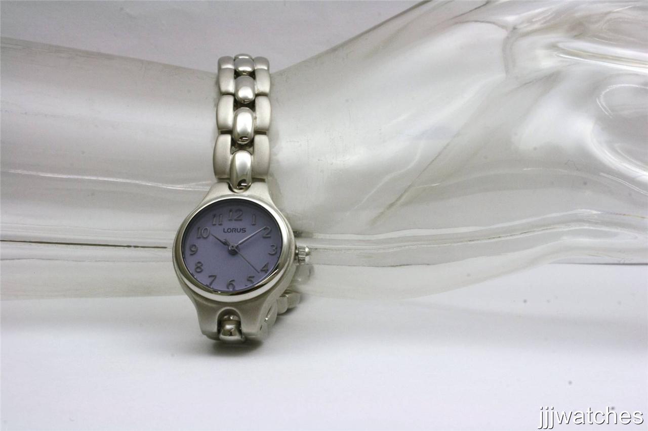 New Lorus Classic Bracelet Lilac Tinted Glass Women Watch 23mm LR0234