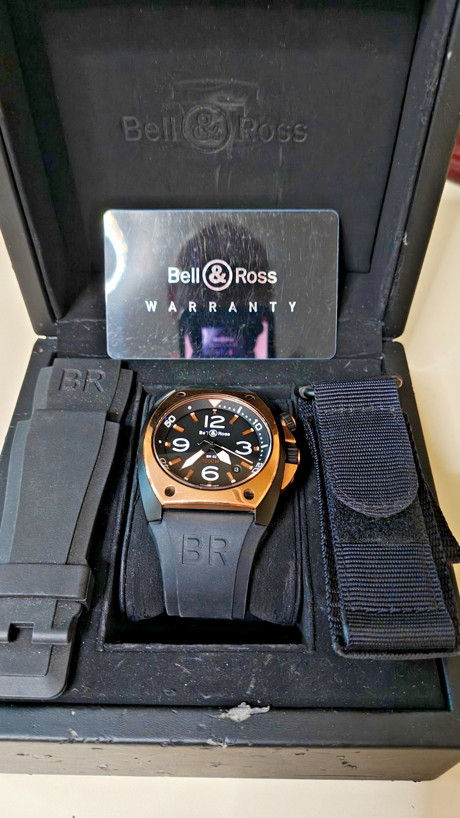 BELL & ROSS BR 02 DIVER PVD BLACK STEEL & ROSE GOLD