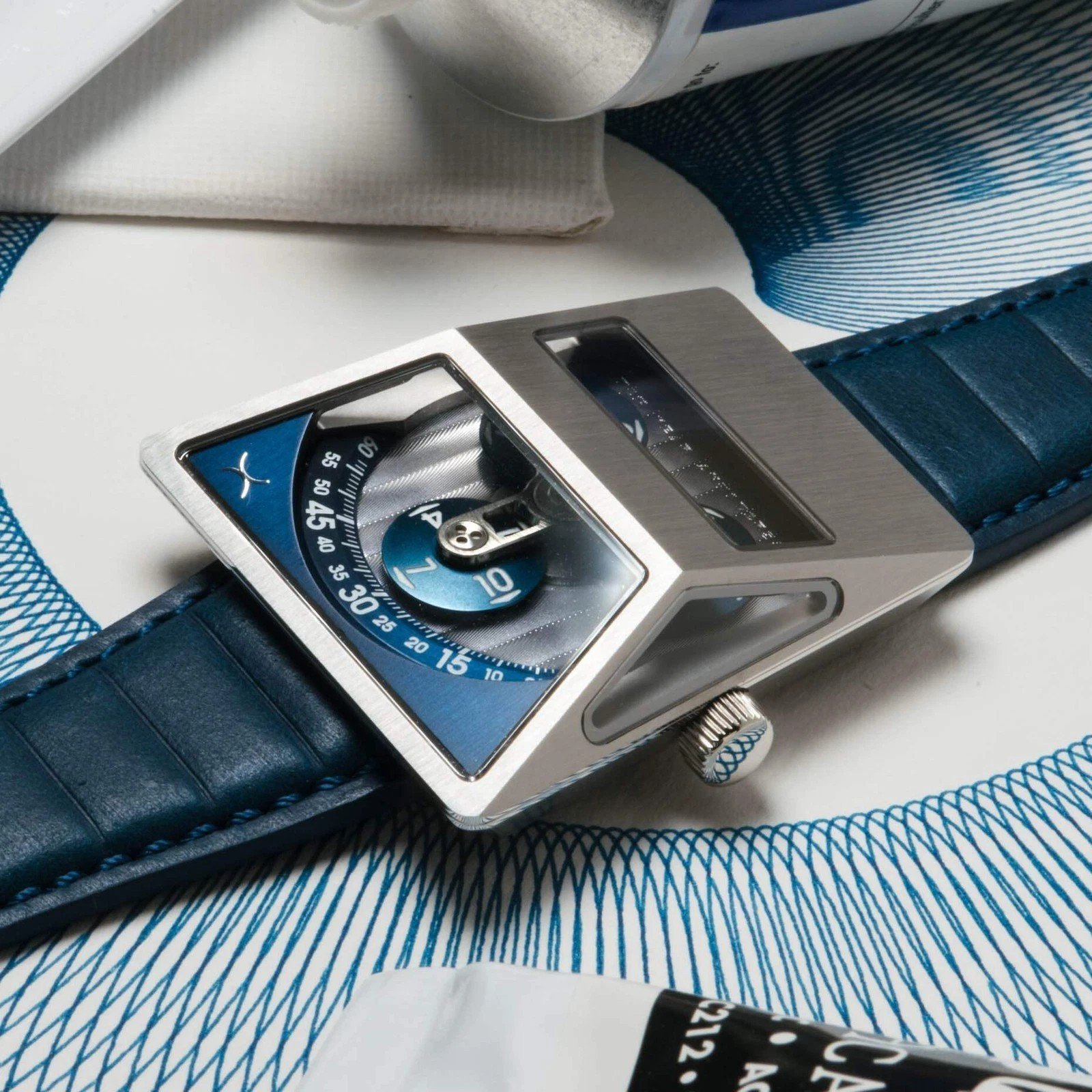 Xeric Vendetta X Wandering Hour Automatic Blue Steel Watch – Brand New