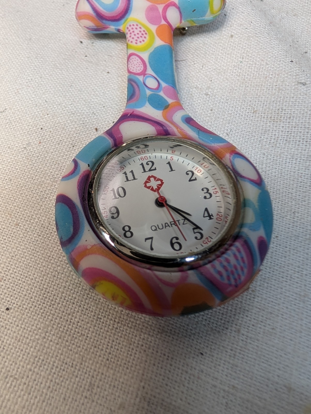 Blue Purple And White Silicone Nurse Lapel Watch Pin Fresh Battery