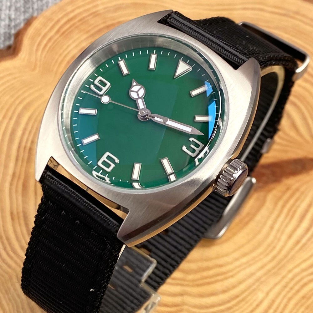 Tandorio New 36mm Miyota 8215 Automatic Military Men Diver Watch Green Dial