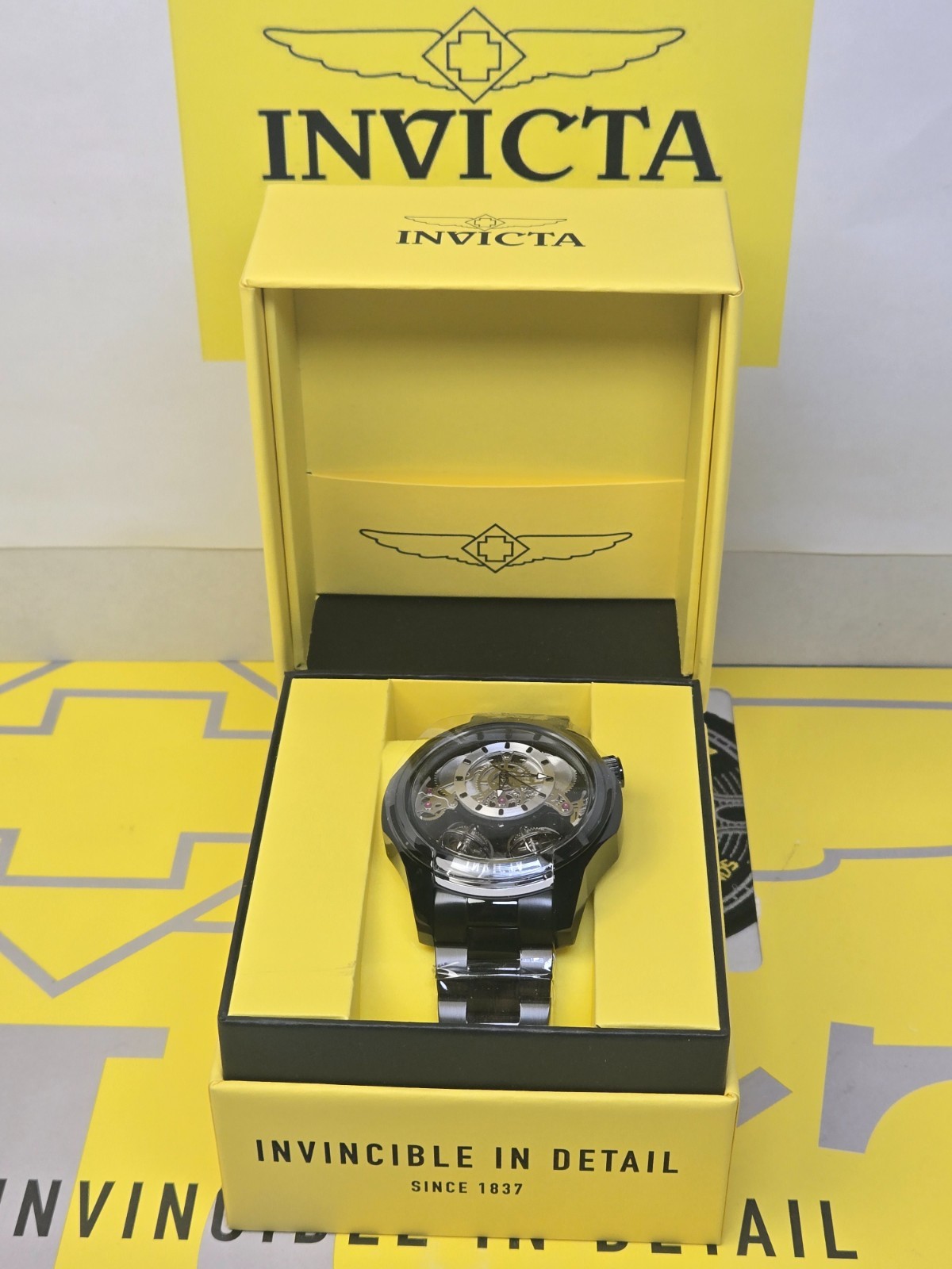 Invicta Specialty Twin-Axis Men’s Watch Skeleton Dial- 46mm Black NEW!
