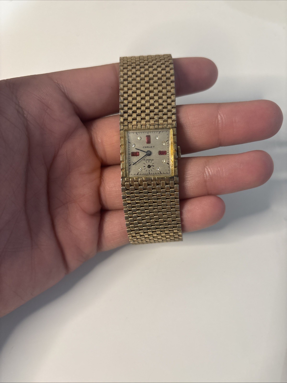 Vintage 1960s Omega Square Tank Watch 10k Gold Filled 12k GF Mesh Watch-RUNNING