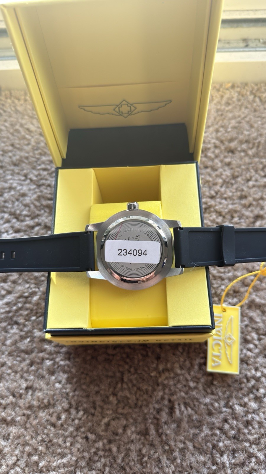 Invicta Speciality 45mm Stainless Steel Case Black Dial Silicone Strap Quartz…