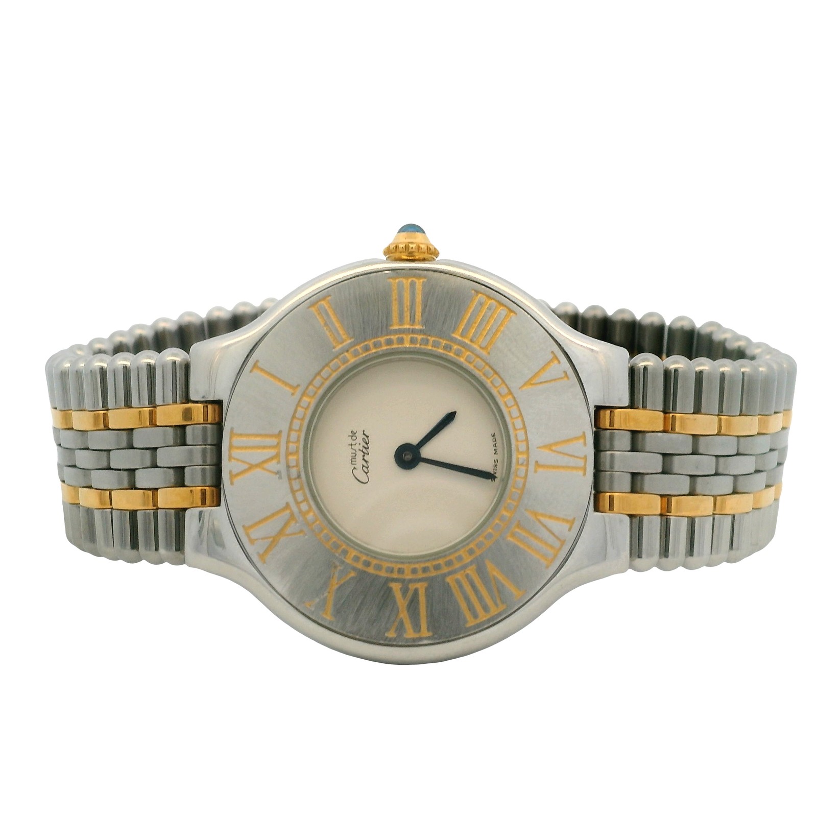 Cartier 123000P Must 21 31mm Ivory Dial Gold Plated Stainless Steel Quartz Watch
