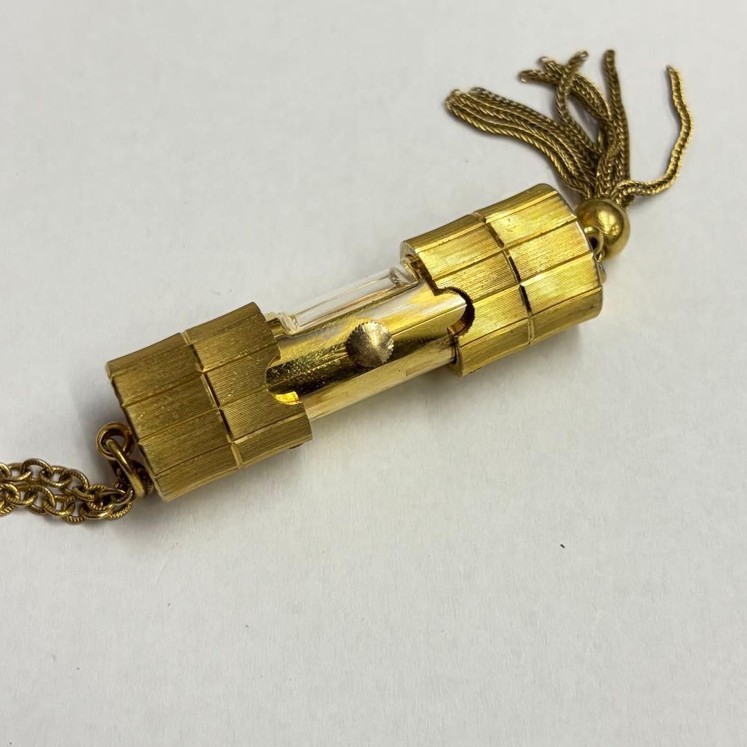 FRECO Hand-Wound Pendant Watch Necklace Gold Cylinder Slide Open/Close