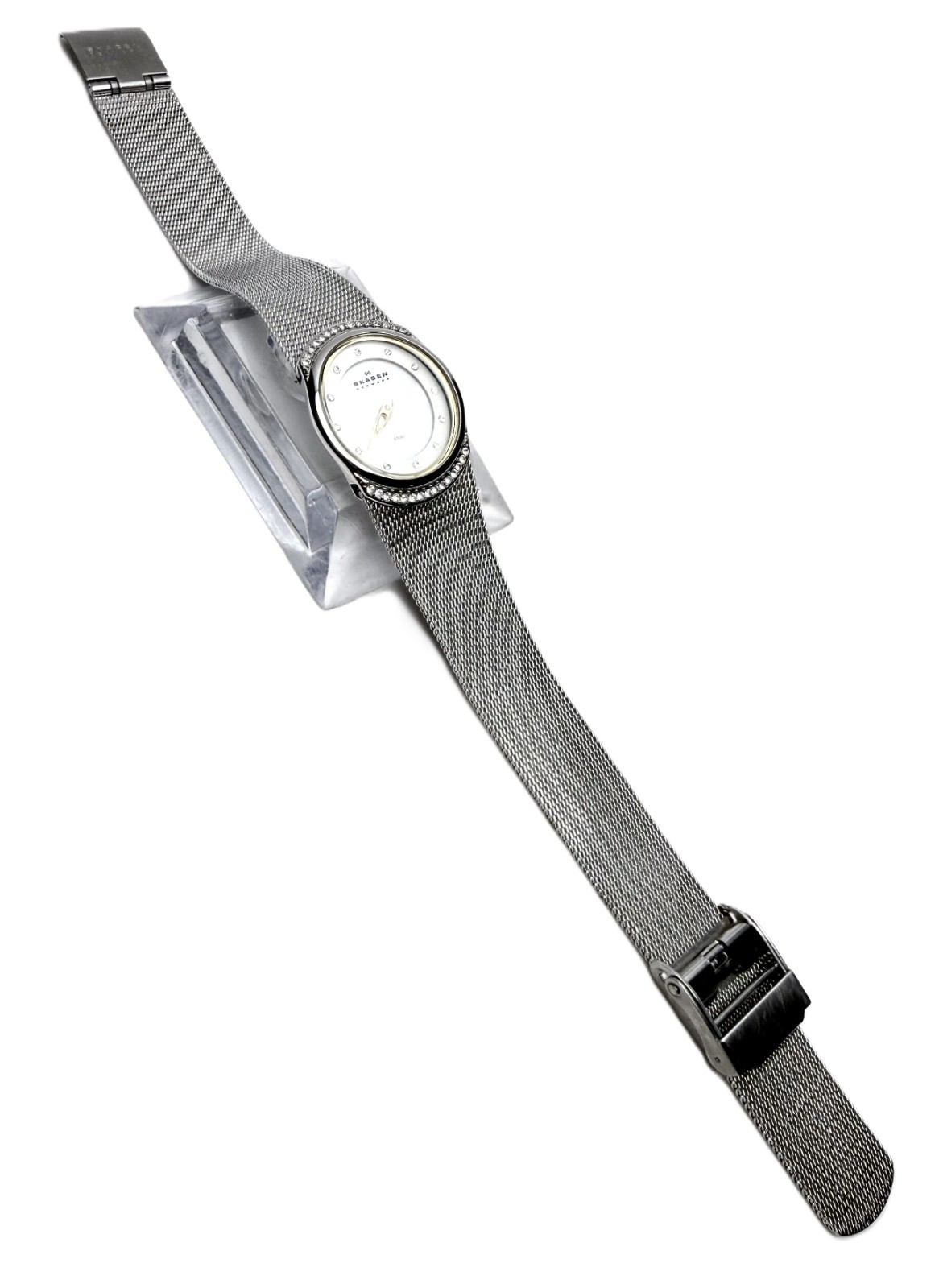 SKAGEN STEEL 686XSGSC MOP DIAL SILVER & GOLDTONE ACCENTS MESH BAND LADIES WATCH