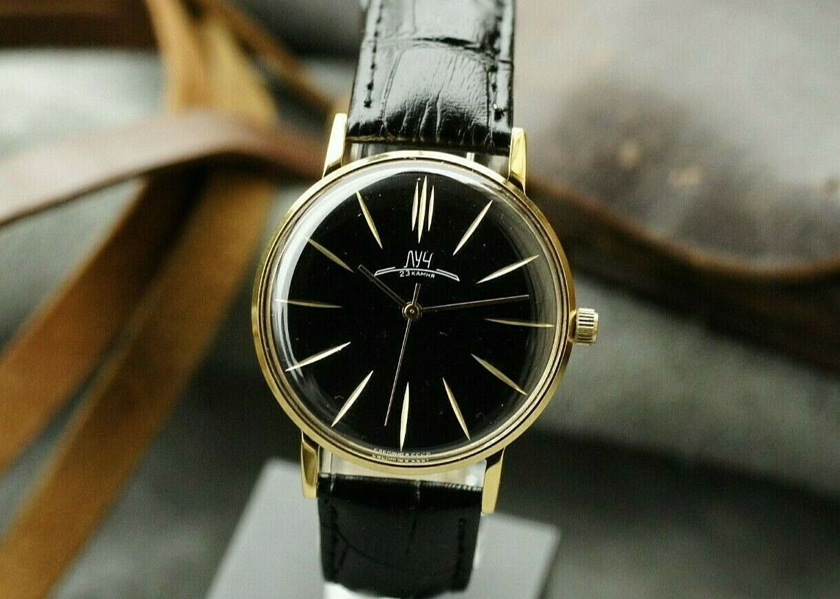 Mechanical Watch LUCH Luxury Ultra SLIM leather strap (POLJOT De Luxe) Men’s