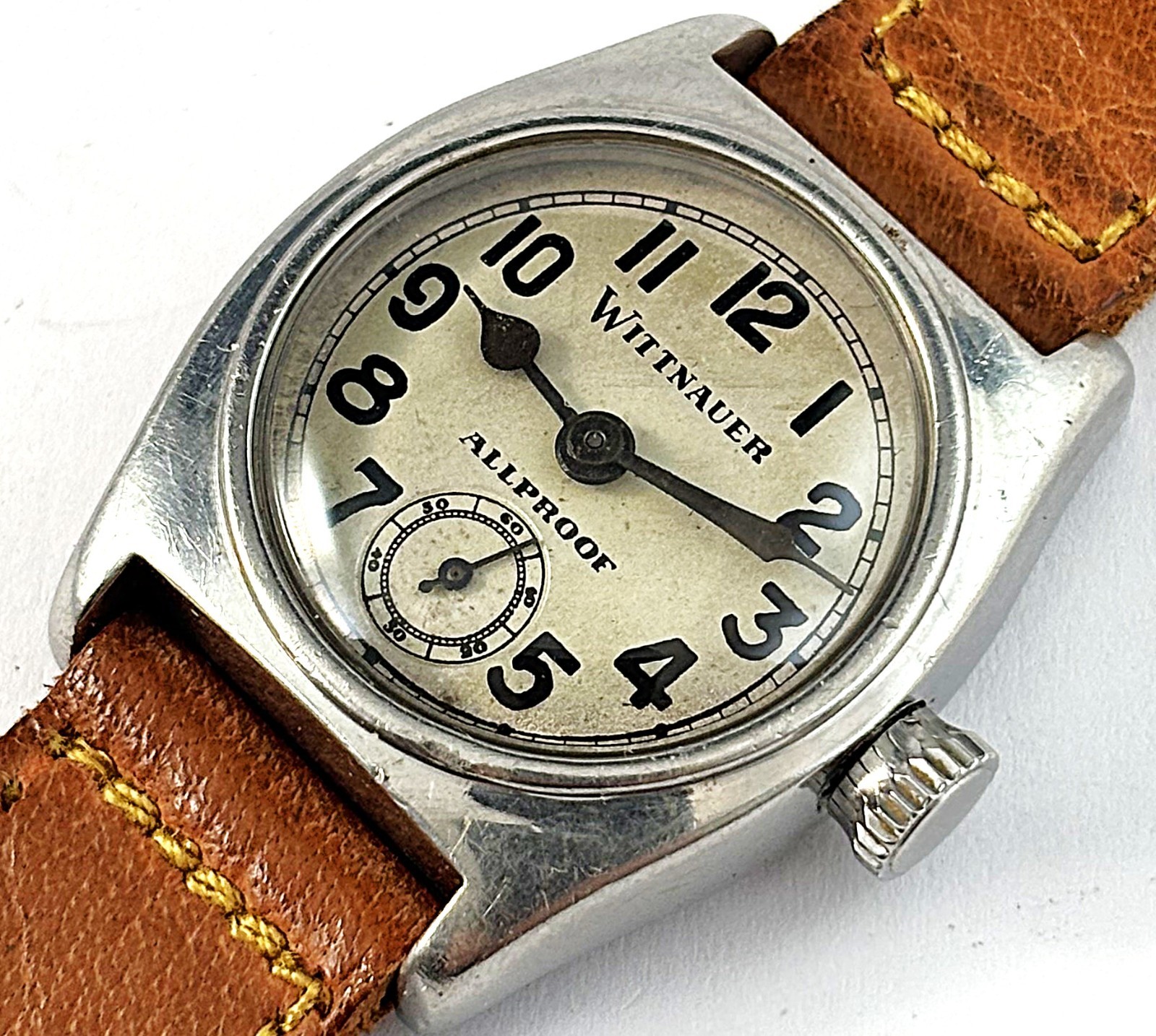 Vintage Wittnauer Allproof Contracid Stainless Steel Mens Watch Cal.56 7J 1940