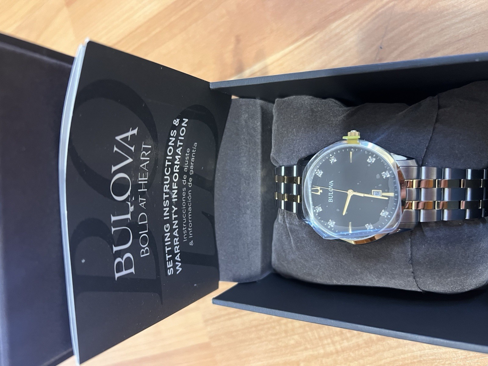 Bulova Classic Diamond Men’s Quartz Two-Tone Bracelet Black Dial Date 40mm $420