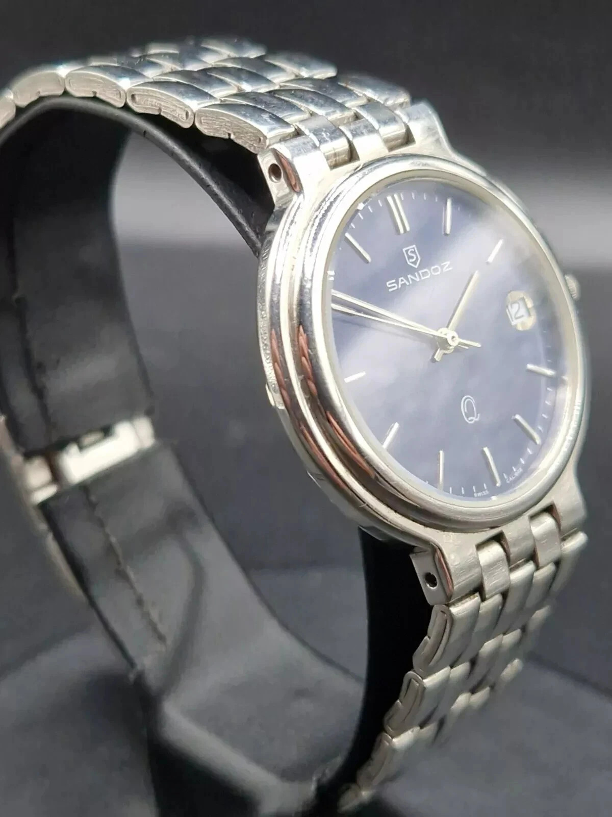 SANDOZ Mens Quartz Watch Mens 32mm 1183-Z Swiss Calibre, Stainless Steel, Date