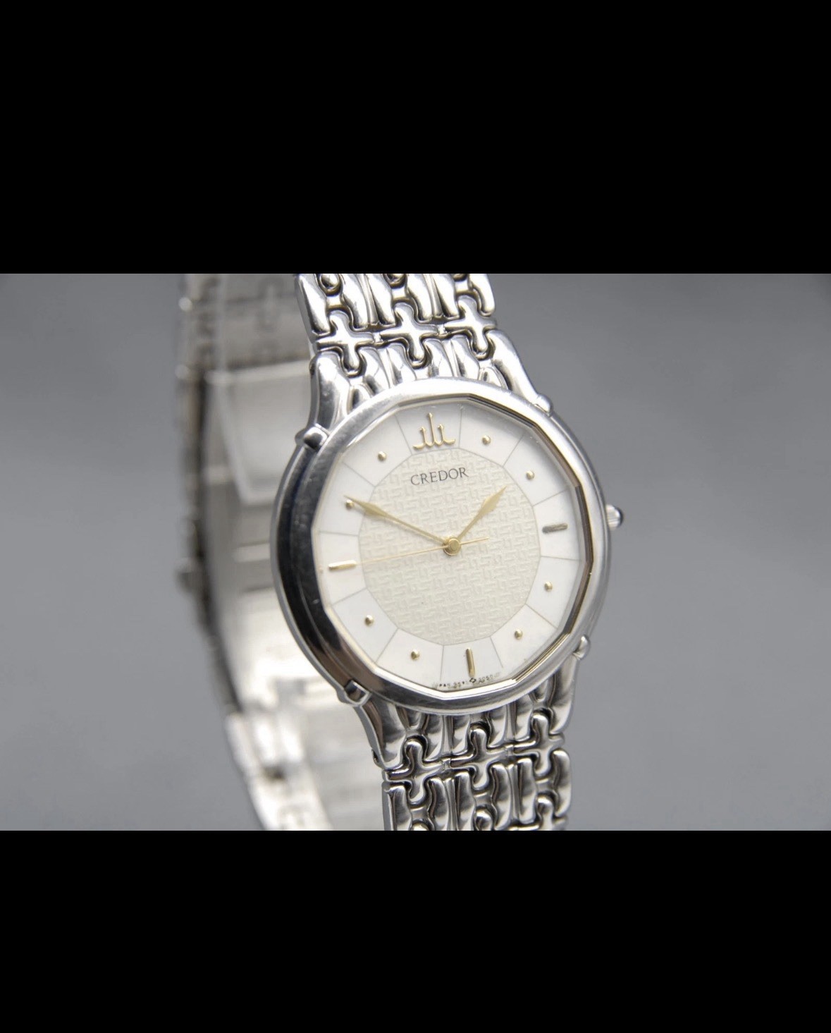 1990 [EXC+5] Vintage SEIKO Credor 9571-5050 32mm White Dial Silver QZ Mens Watch