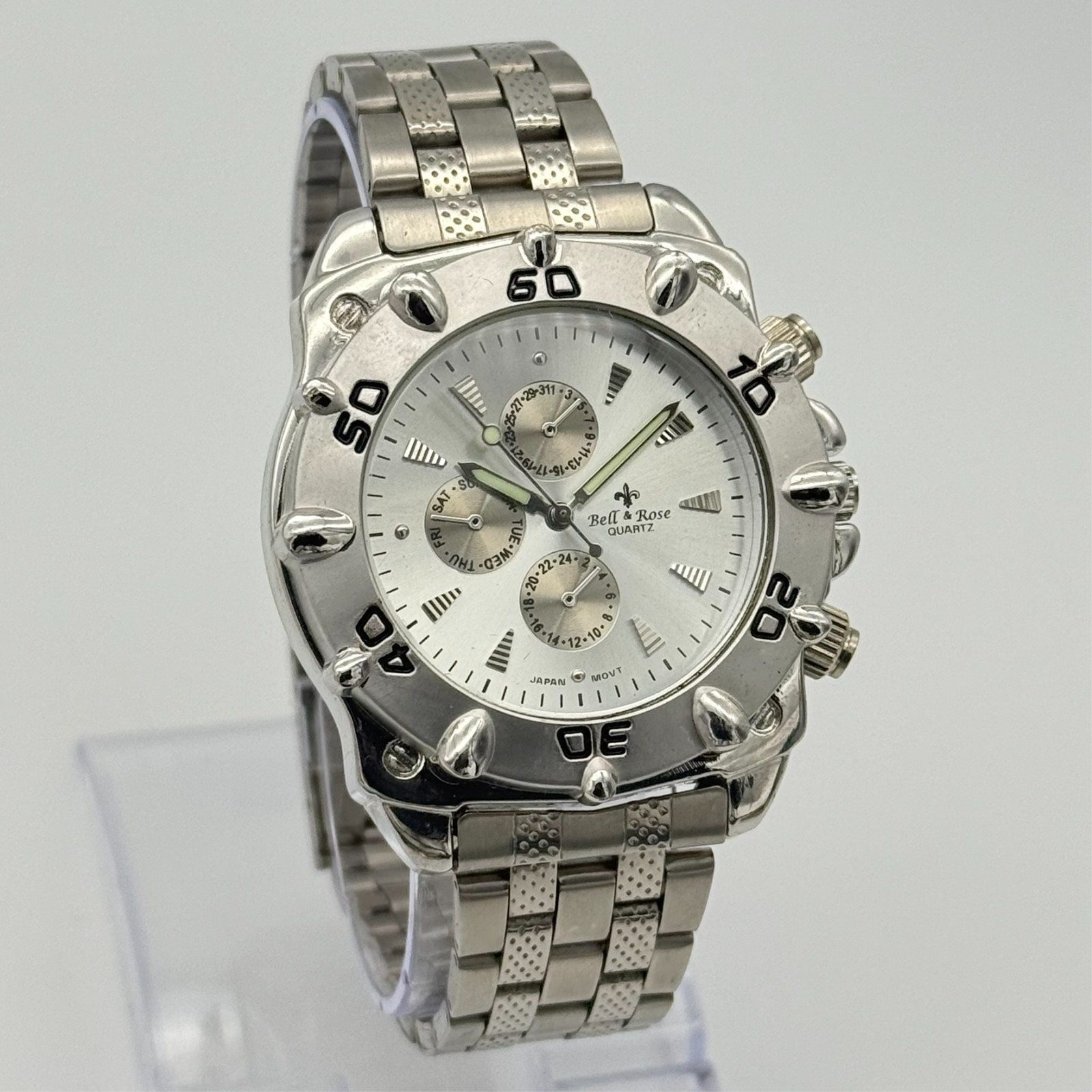 Unworn Men’s BELL & ROSE Silver Tone, Steel Bracelet Watch, 42mm, Analog, Quartz