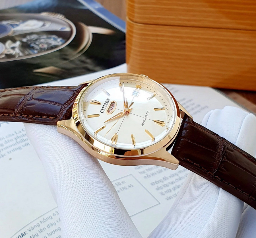 Citizen Automatic Rose Gold Tone White Dial NH8393-05A Day Date Men’s Watch