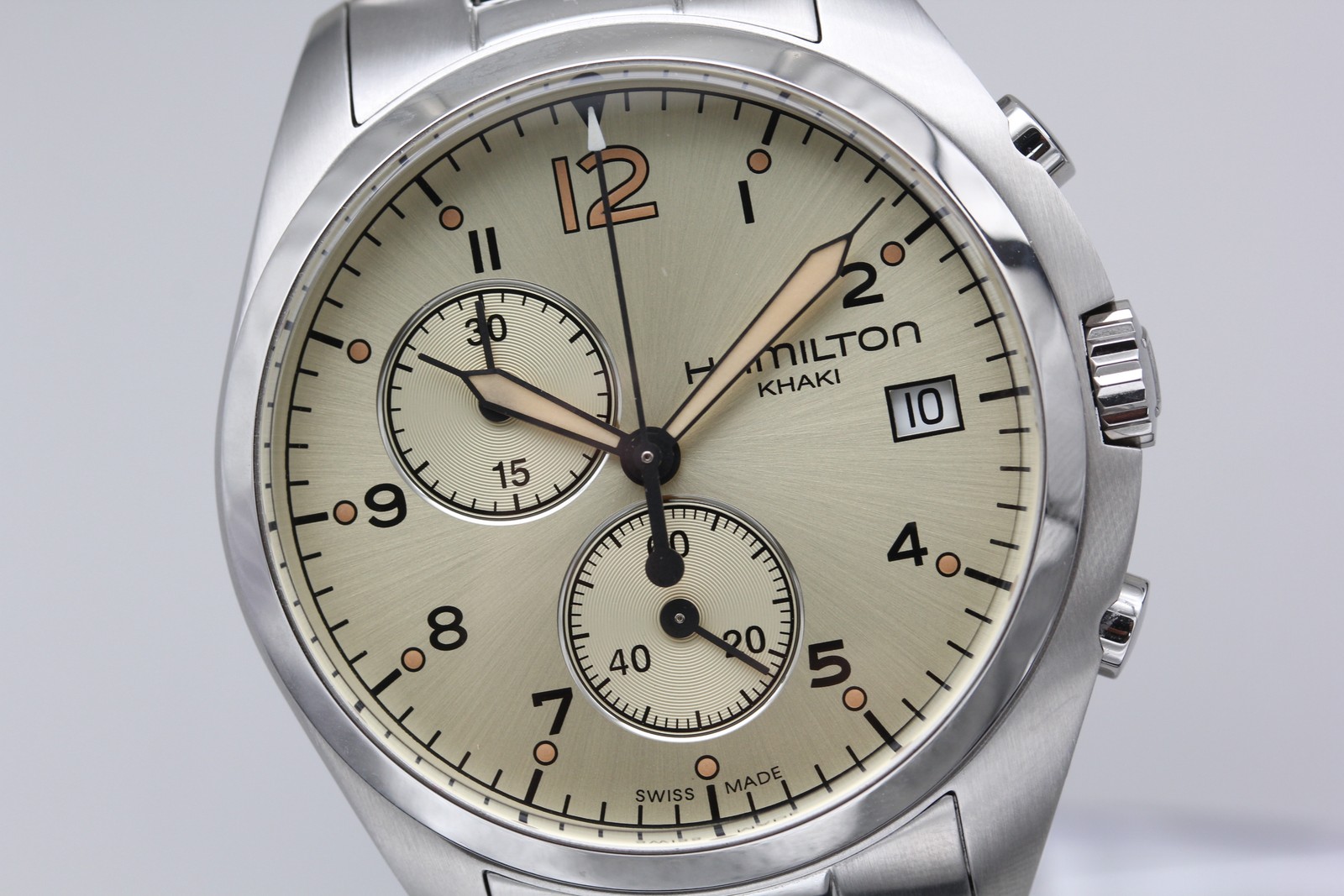 [Box] Hamilton Khaki Pilot H765120 Chronograph Gold Dial 44mm Quartz Men’s Watch