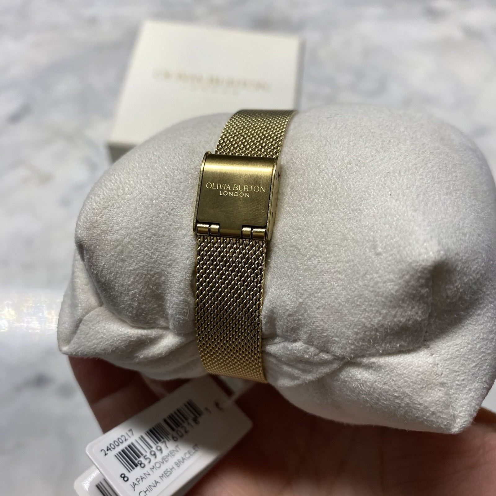 Olivia Burton 23mm Lucky Bee White & Gold Mesh Watch