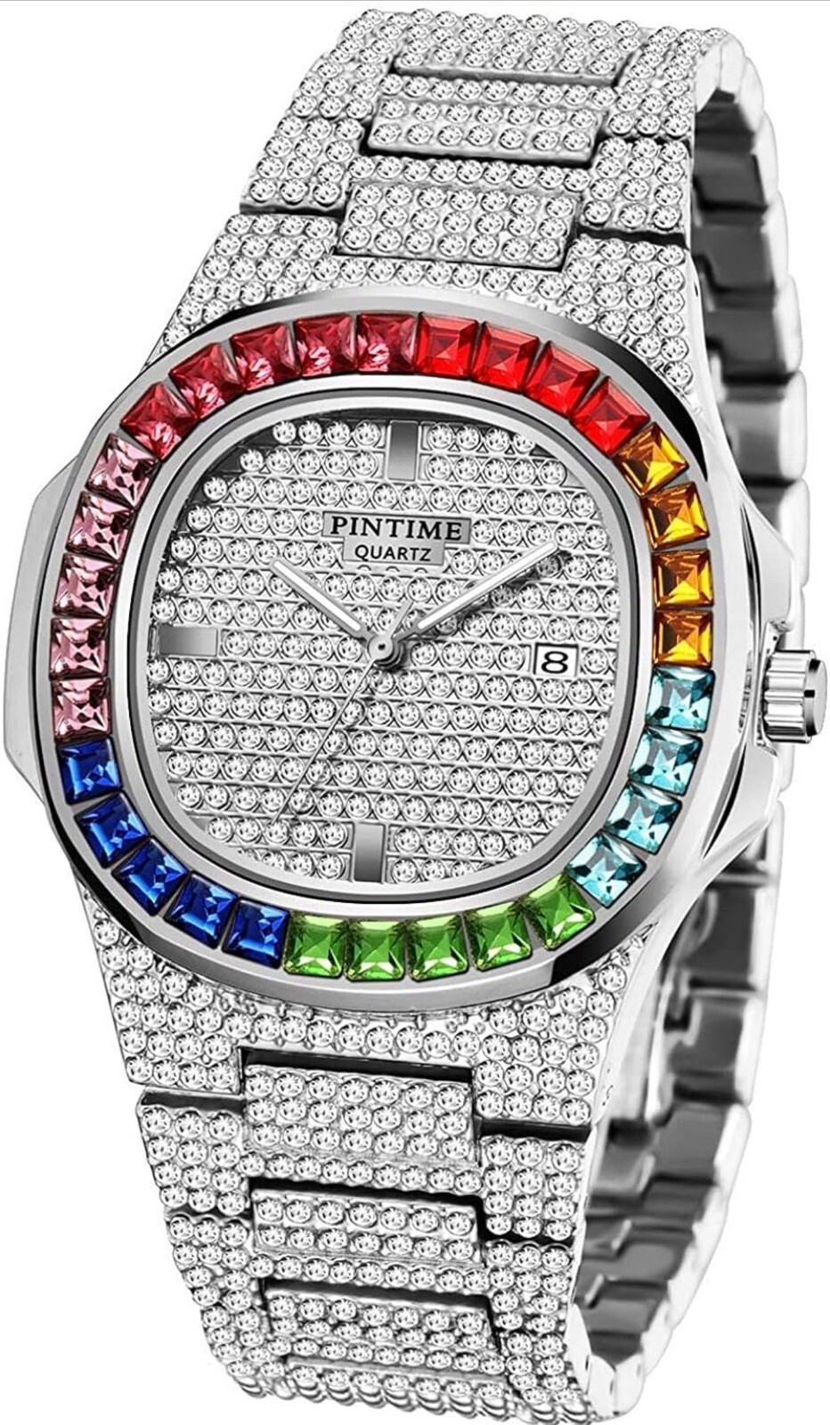 Multi Colored Iced Out Watch | Rainbow
