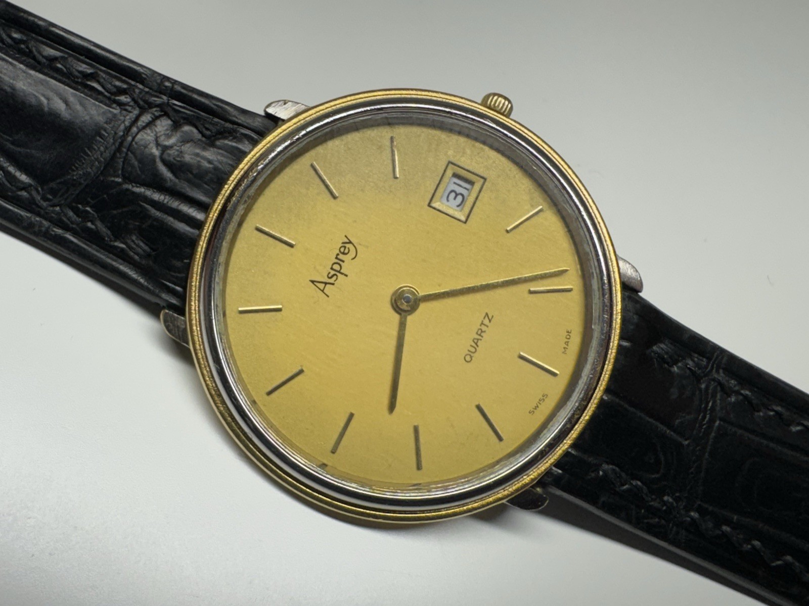 asprey london 6 jewels quartz beautiful slick vintage swiss made wristwatch