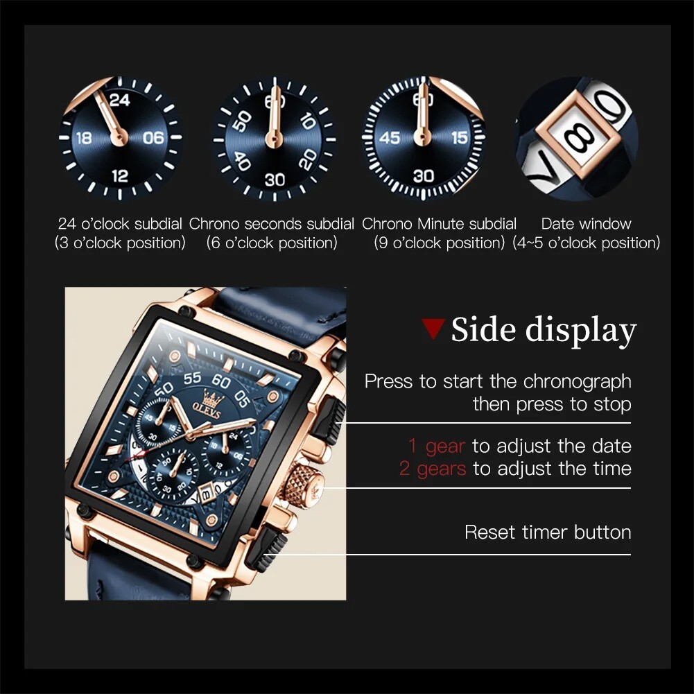 Waterproof Quartz Luminous Business Luxury OLEVS Men’s Men Watch Date Strap