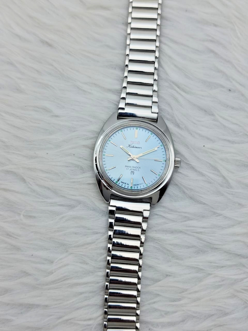 HMT Kohinoor Blue Dial Mechanical Watch 17 Jewels Vintage India Men’s Steel
