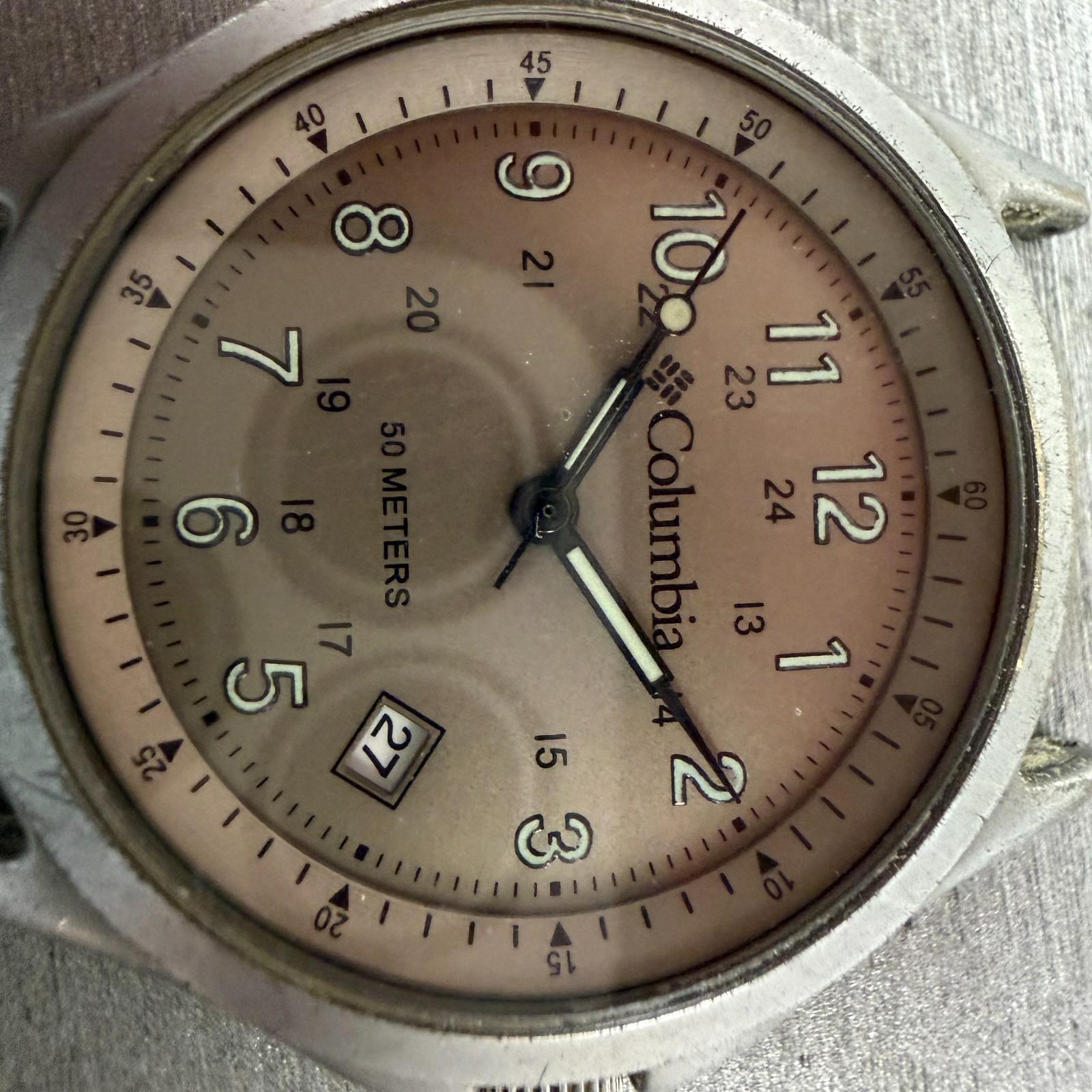 Columbia Watch Men 38mm Gray Dial Silver Tone Date Round CL-1204 New Battery