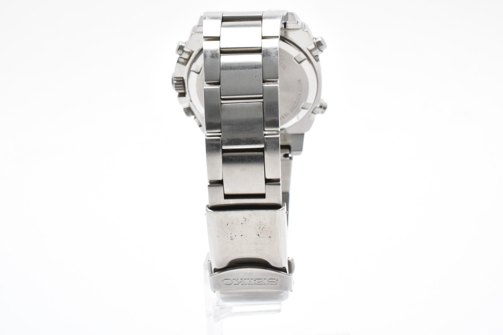 【NEAR MINT】SEIKO Chronograph 7T32-9000 SUS Telemeter Quartz Watch Red Dial Japan