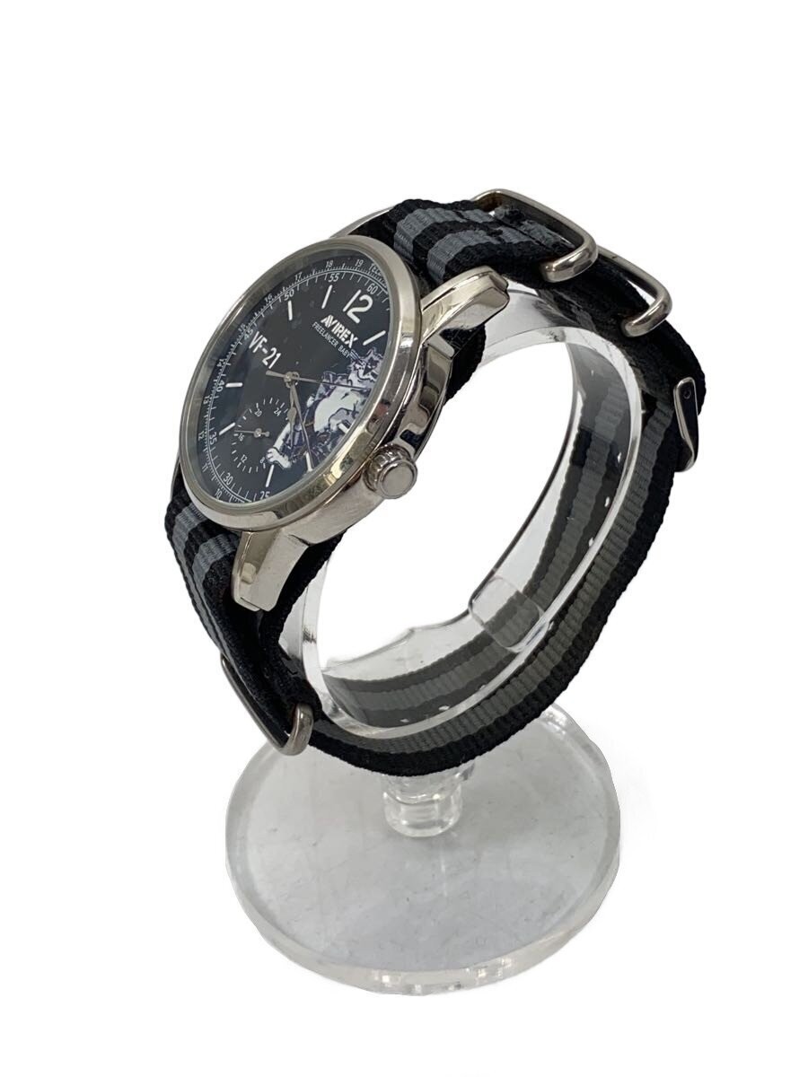AVIREX VF-21 Quartz Black Canvas Military Watch Excellent JAPAN
