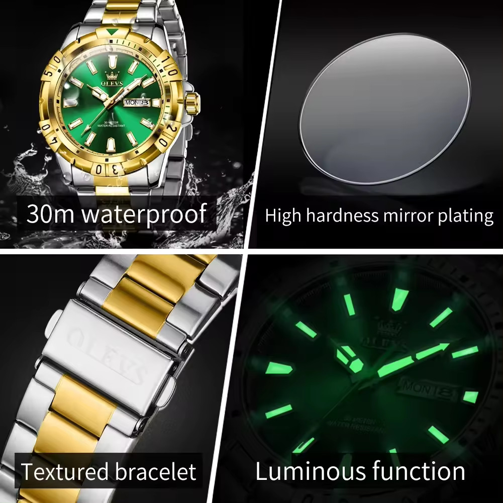OLEVS LUXURY MEN’S WATCH WATERPROOF STAINLESS -STEEL