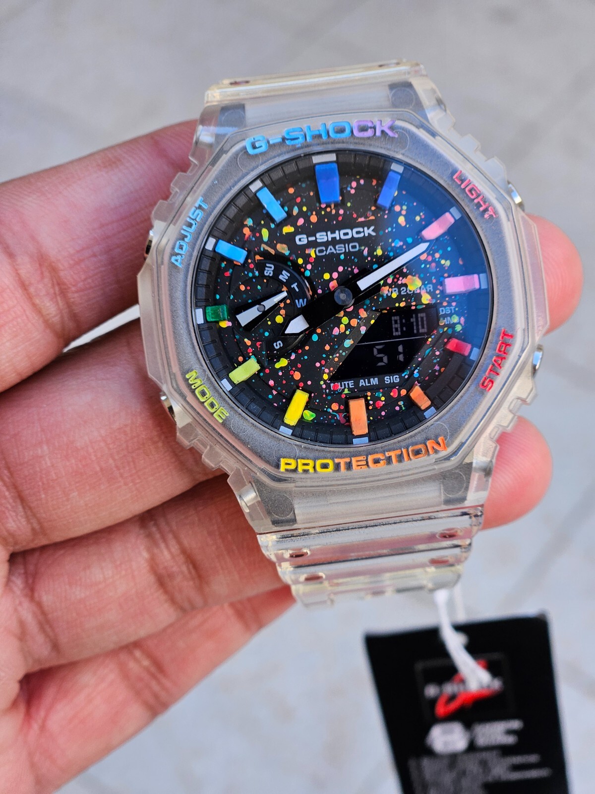 Casio G-Shock GA-2100 Custom Transparent Mod – Rainbow Index – Unique Design
