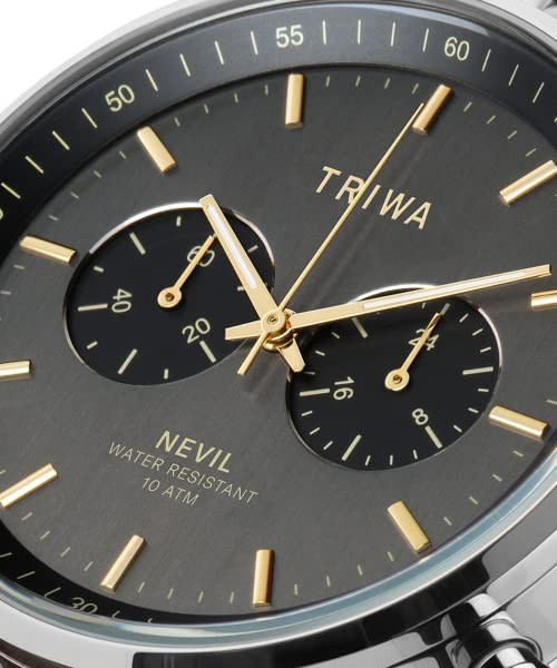 TRIWA Smoky Nevil NEST114 Chronograph Gray Silver Quartz Watch Sweden Y870154