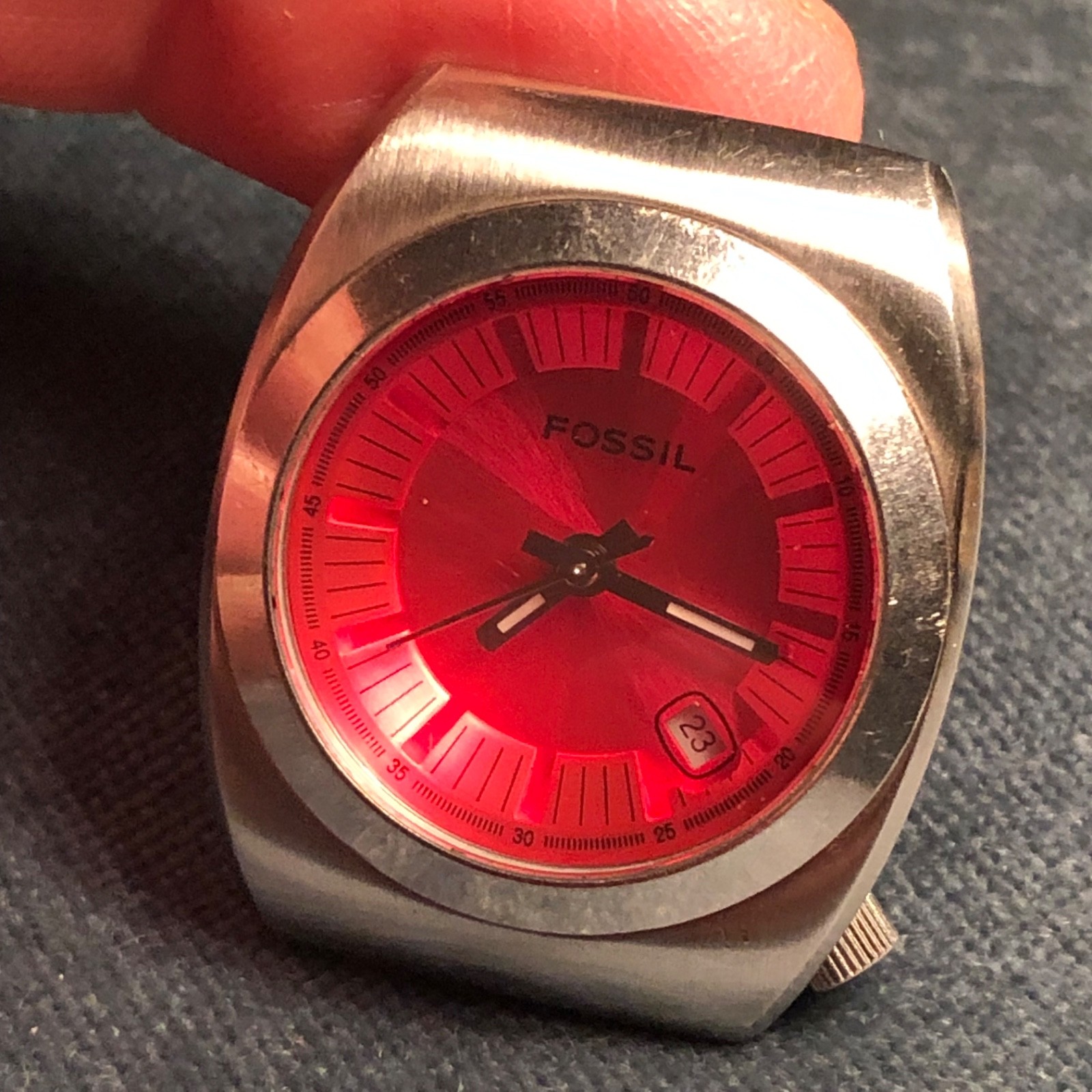 FOSSIL Watch jr -8309 Round Dial, Red 1 jewel Rhonda Swiss Parts – PARTS REPAIR
