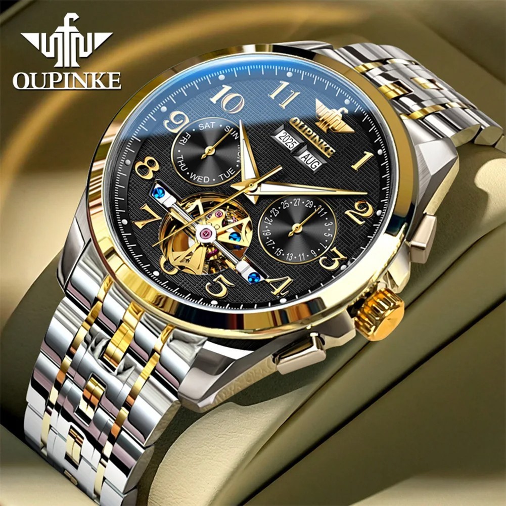 Automatic Mechanical Watch Waterproof Skeleton Luxury Dial Men’s Men Strap