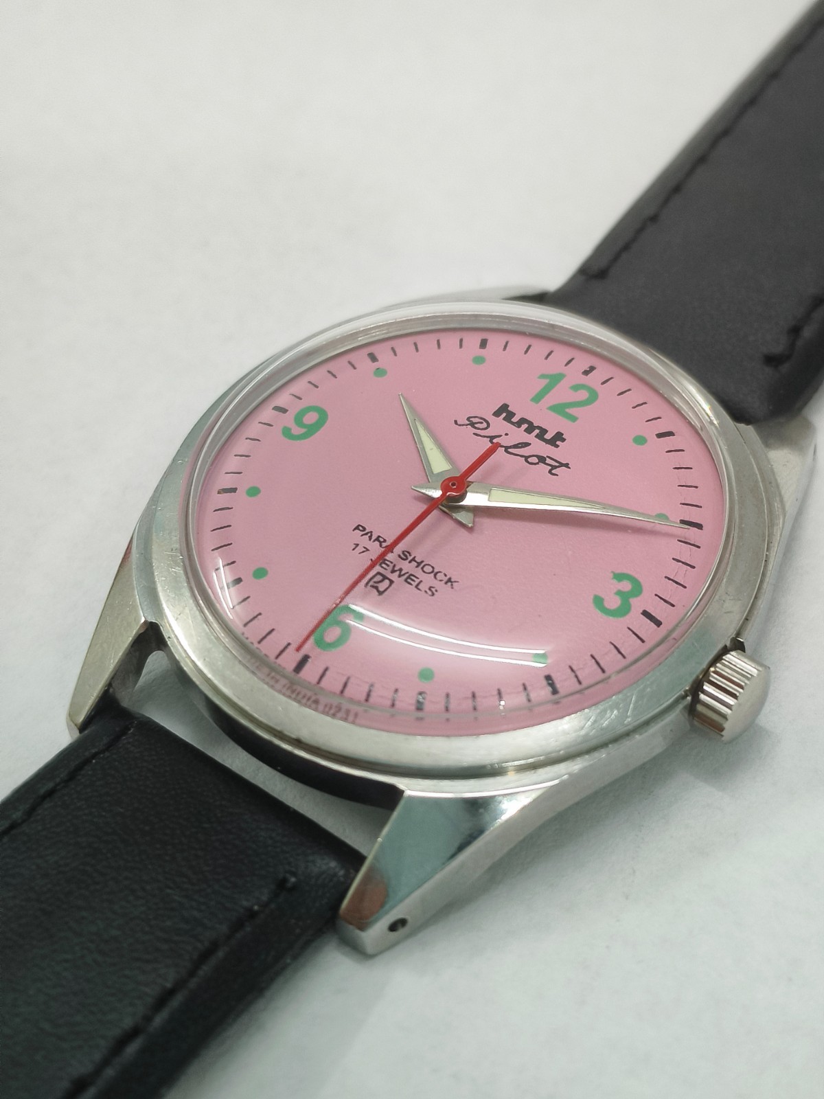 Vintage HMT Pilot Pink 17 Jewels Mechanical Hand Winding Men’s Wrist Watch
