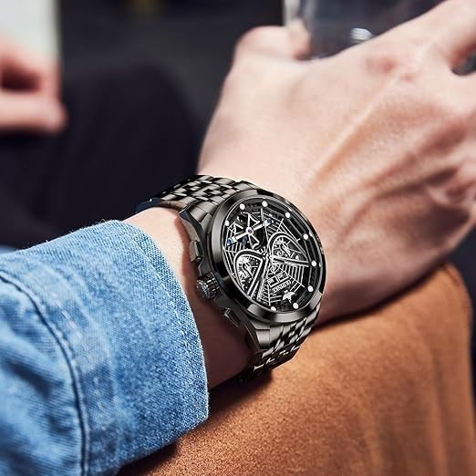 Automatic Mechanical Watch Waterproof Skeleton Luxury Dial Men Men’s Strap