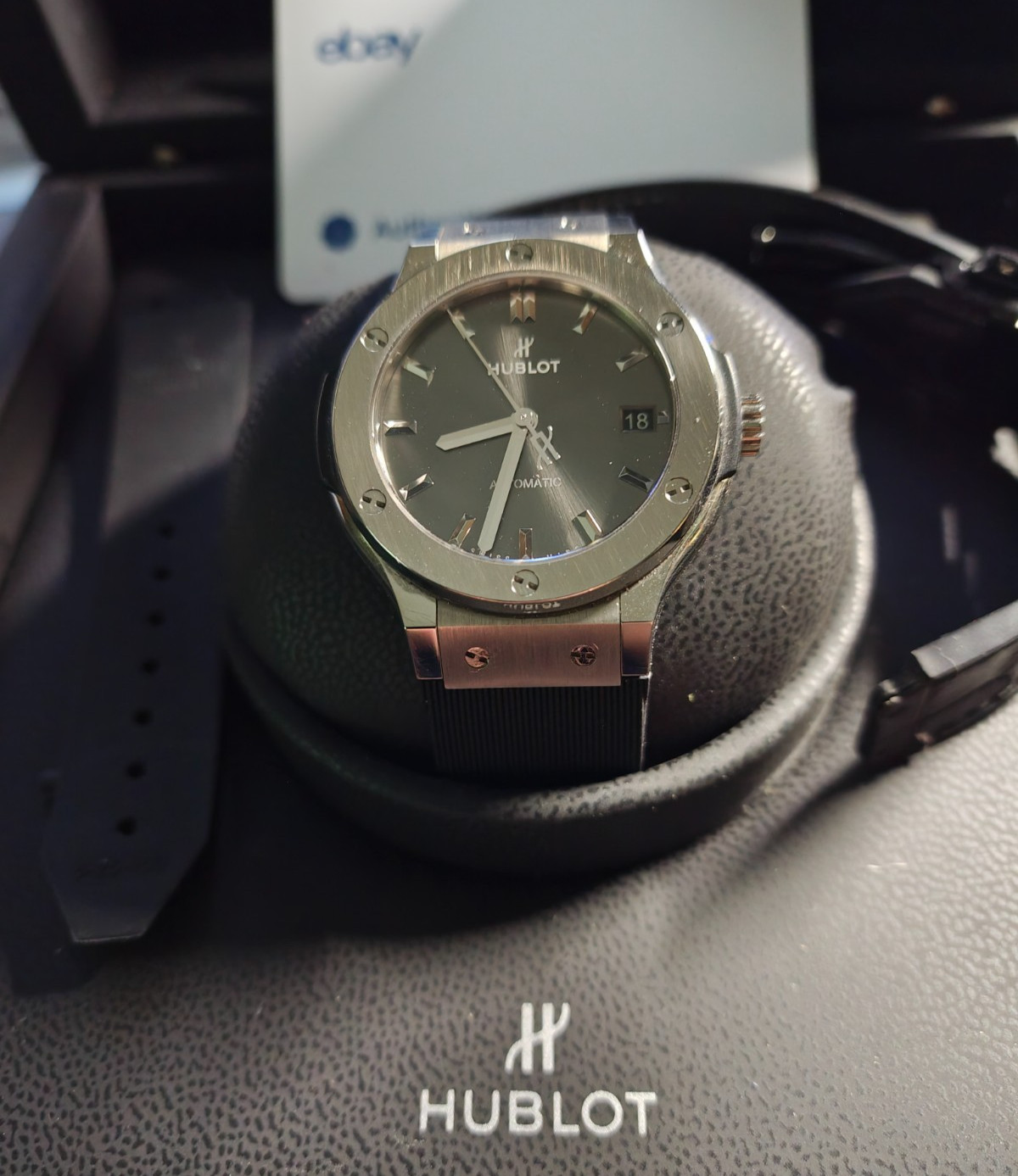 HUBLOT Classic Fusion GREY DIAL Titanium 565.NX.1470.RX 38mm w/Box +Extra straps