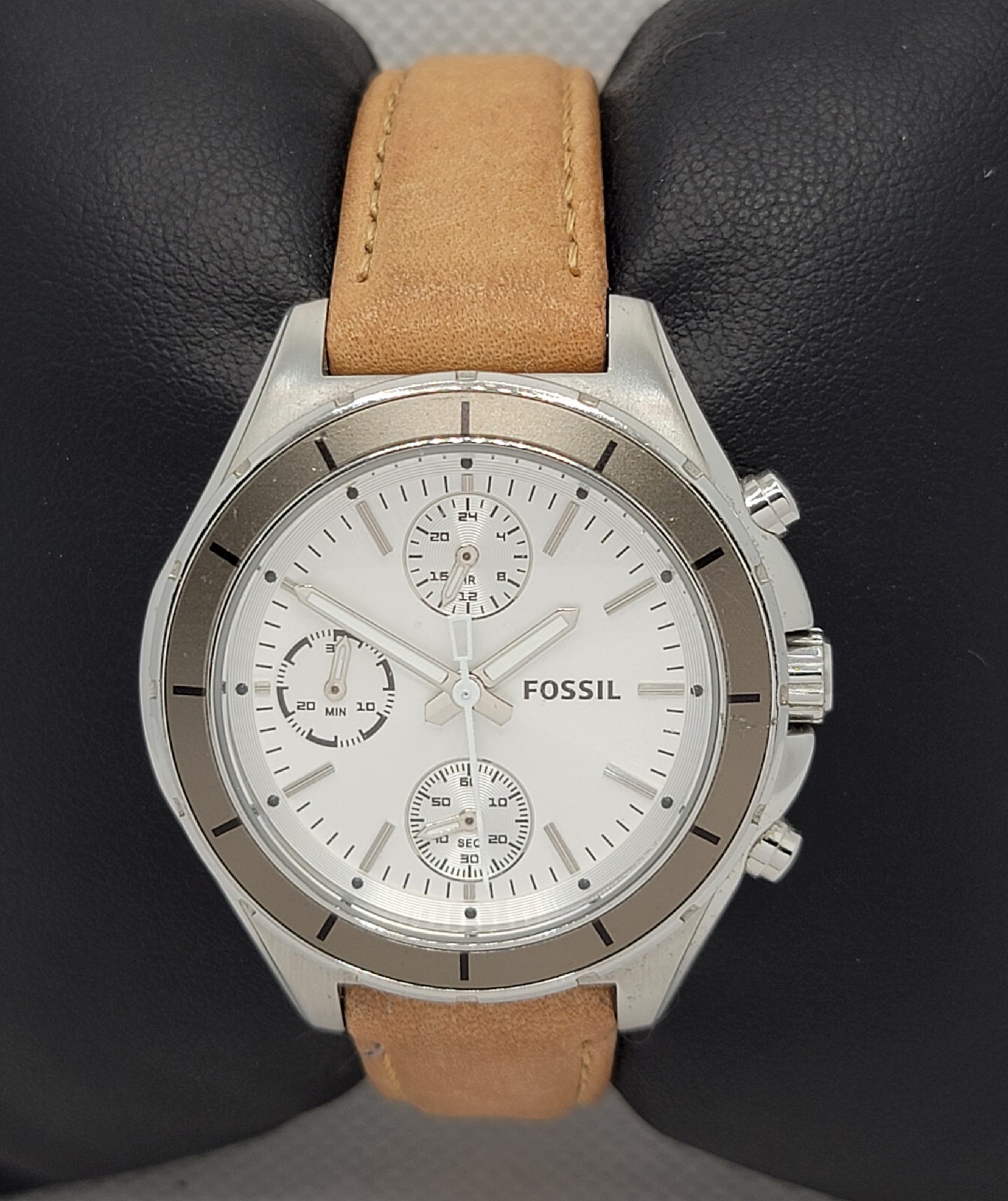 Ladies Fossil Flight Chronograph Brown Leather Strap Analog Watch CH-2830 I3