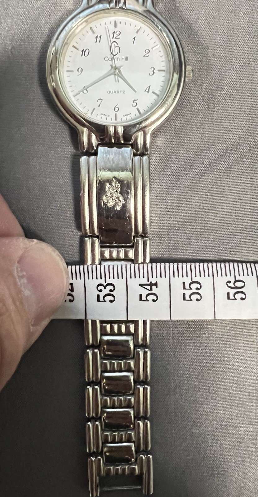 Calvin Hill Silver Tone Quartz Watch 30mm Case 7.75″ Bracelet New Battery Works!