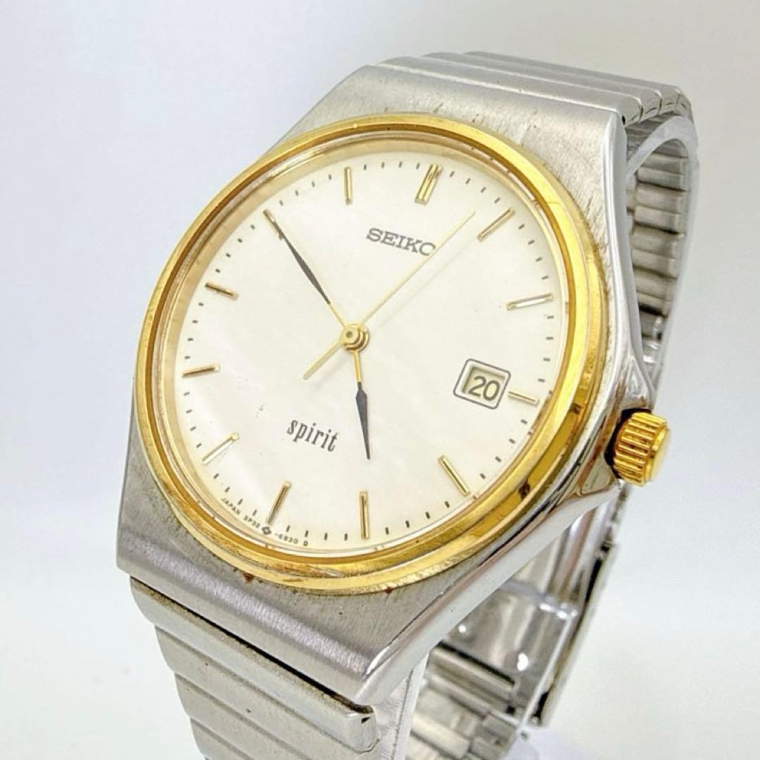 Working condition Seiko Spirit men’s watch, date display, gold bezel, two-to