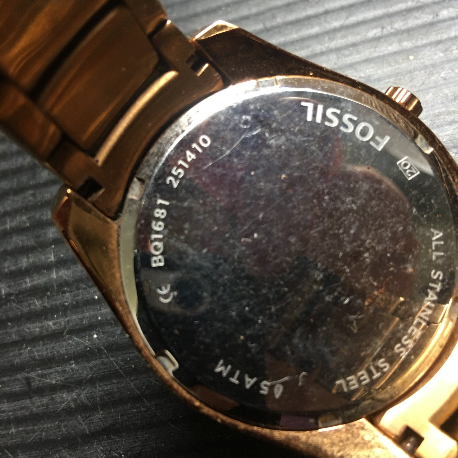 FOSSIL BQ1681 JUSTINE ABALONE GEOMETRIC RAINBOW MOTHER OF PEARL 3 EYE FACE DIAL