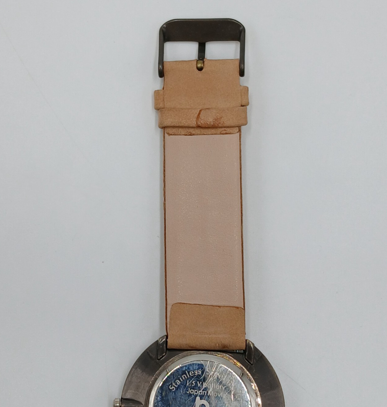 B Swap Watch 8in Wrist Tan Suede Hand Painted Aztec Teal Bezel Quartz WORKS