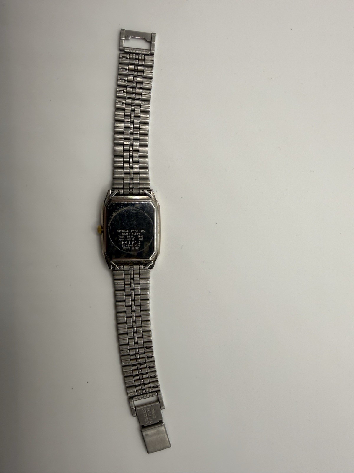 Citizen 1000-S63871 Quartz Thin Rectangle Tank Watch Date Two Tone Mens Works