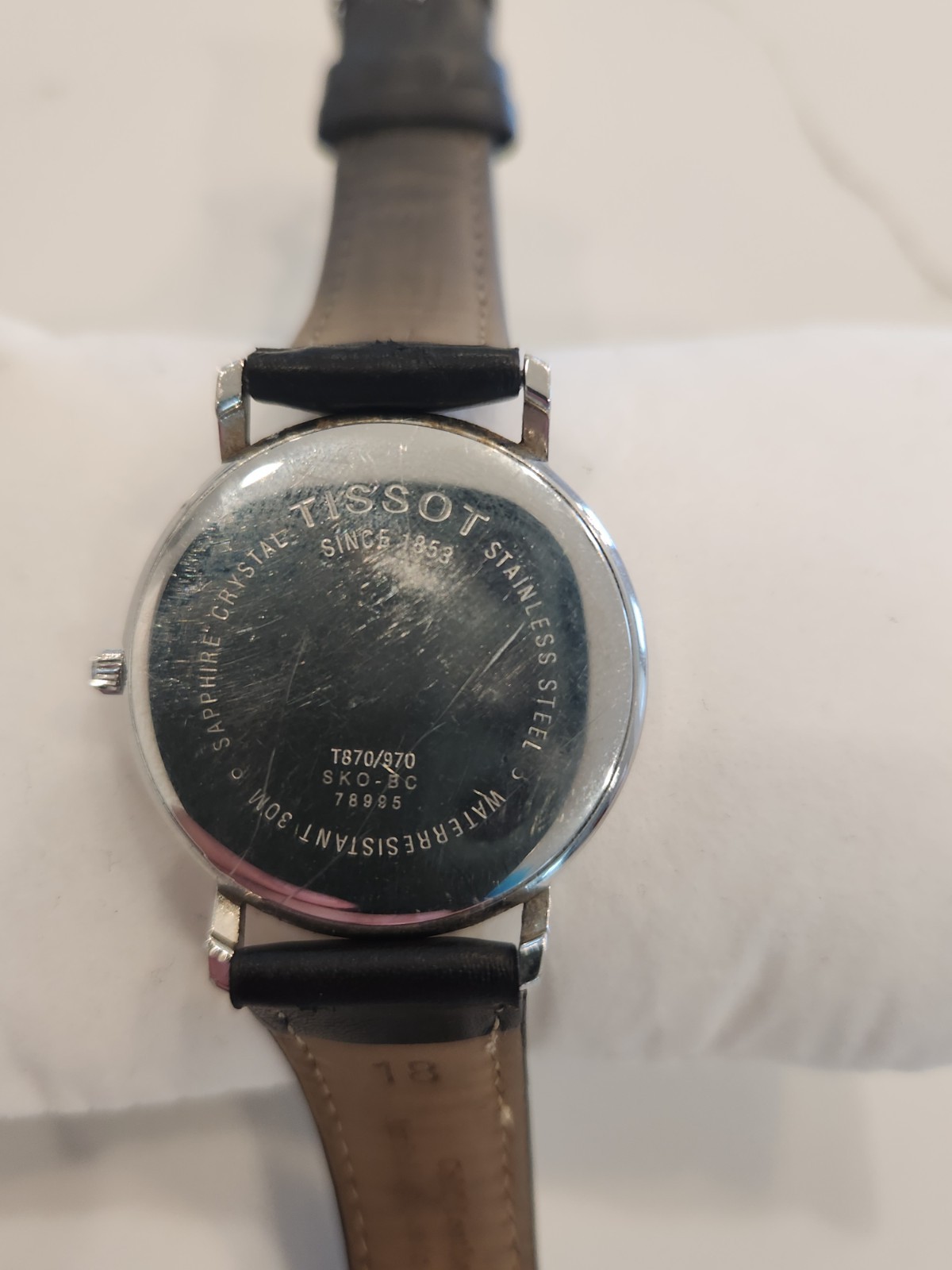 Tissot White Men’s Watch with Black Leather Strap – T870/970 + Bonus Strap