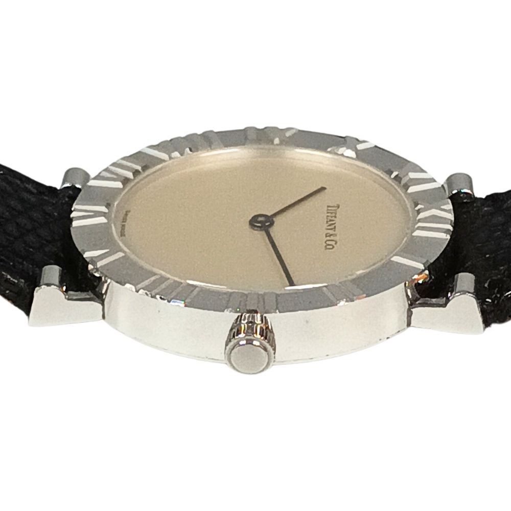 TIFFANY & CO. Atlas M0640 Quartz SV925 Sterling Silver Leather Men’s Watch