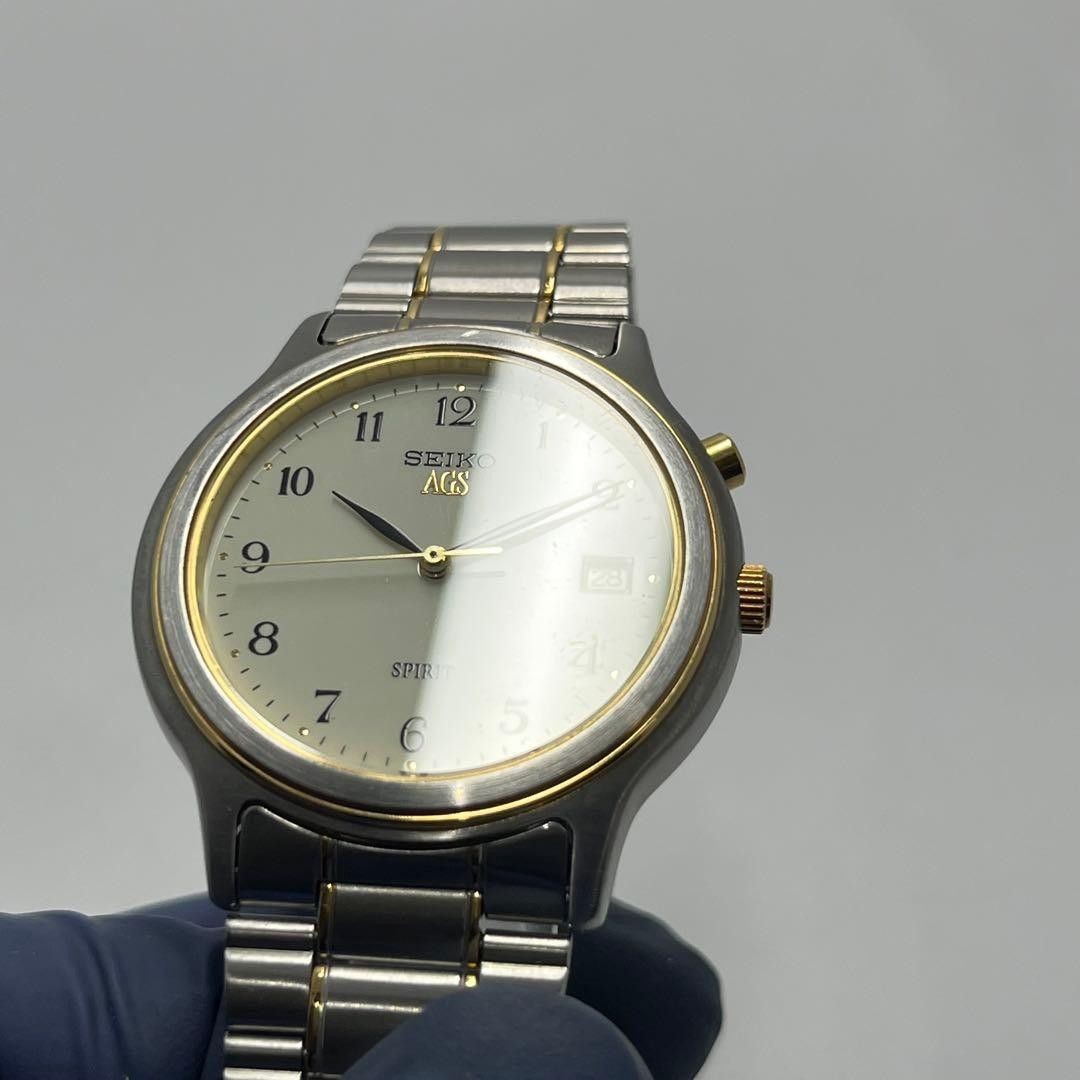 SEIKO AGS 5M22 7A40 Date White Dial Automatic Self Powered