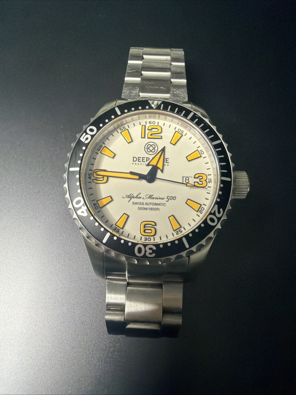 Deep Blue Alpha Marine 500 Full Lume Dial Automatic Sapphire #0256 Rare