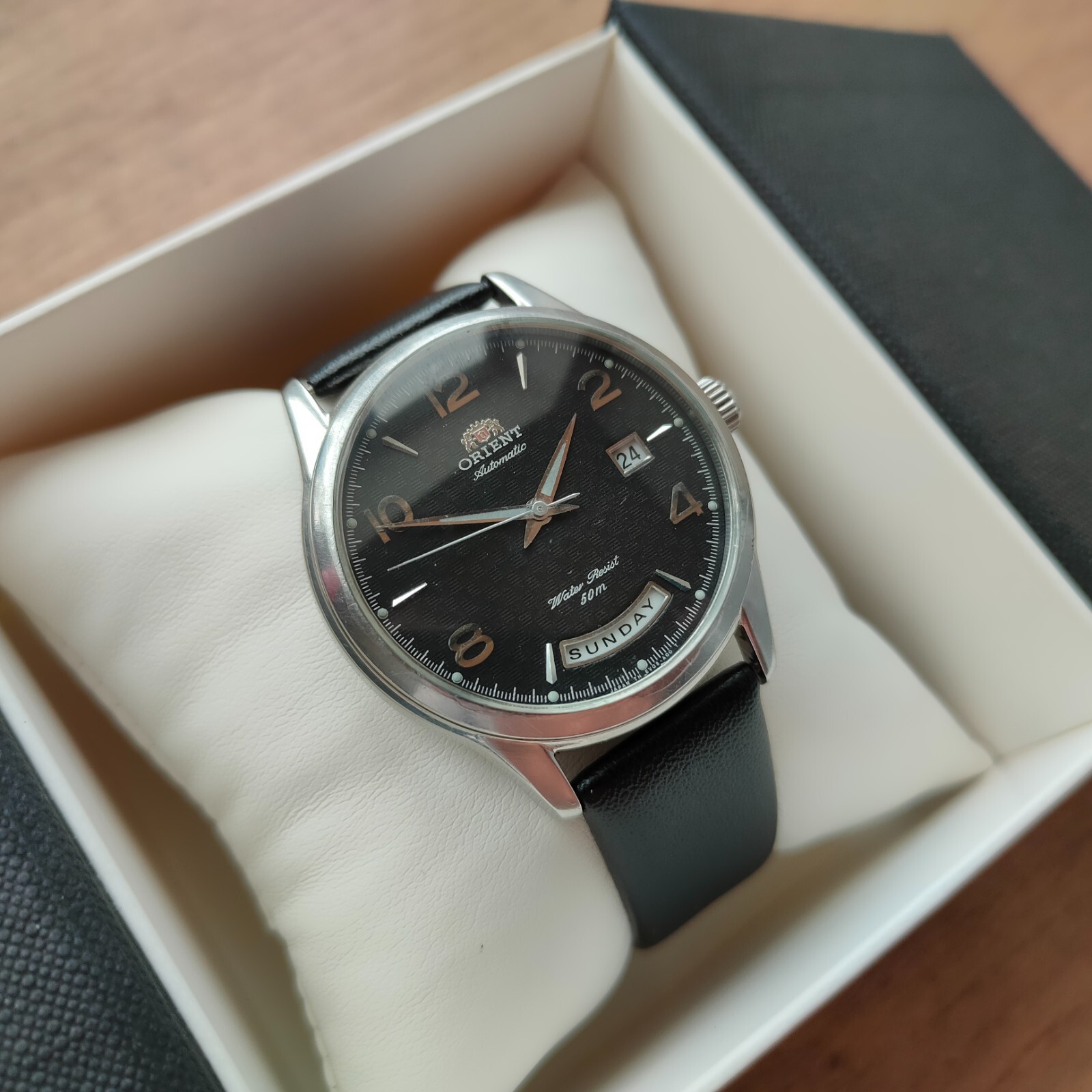 Rare Orient President Titanium watch day date orient Automatic Watch black watch