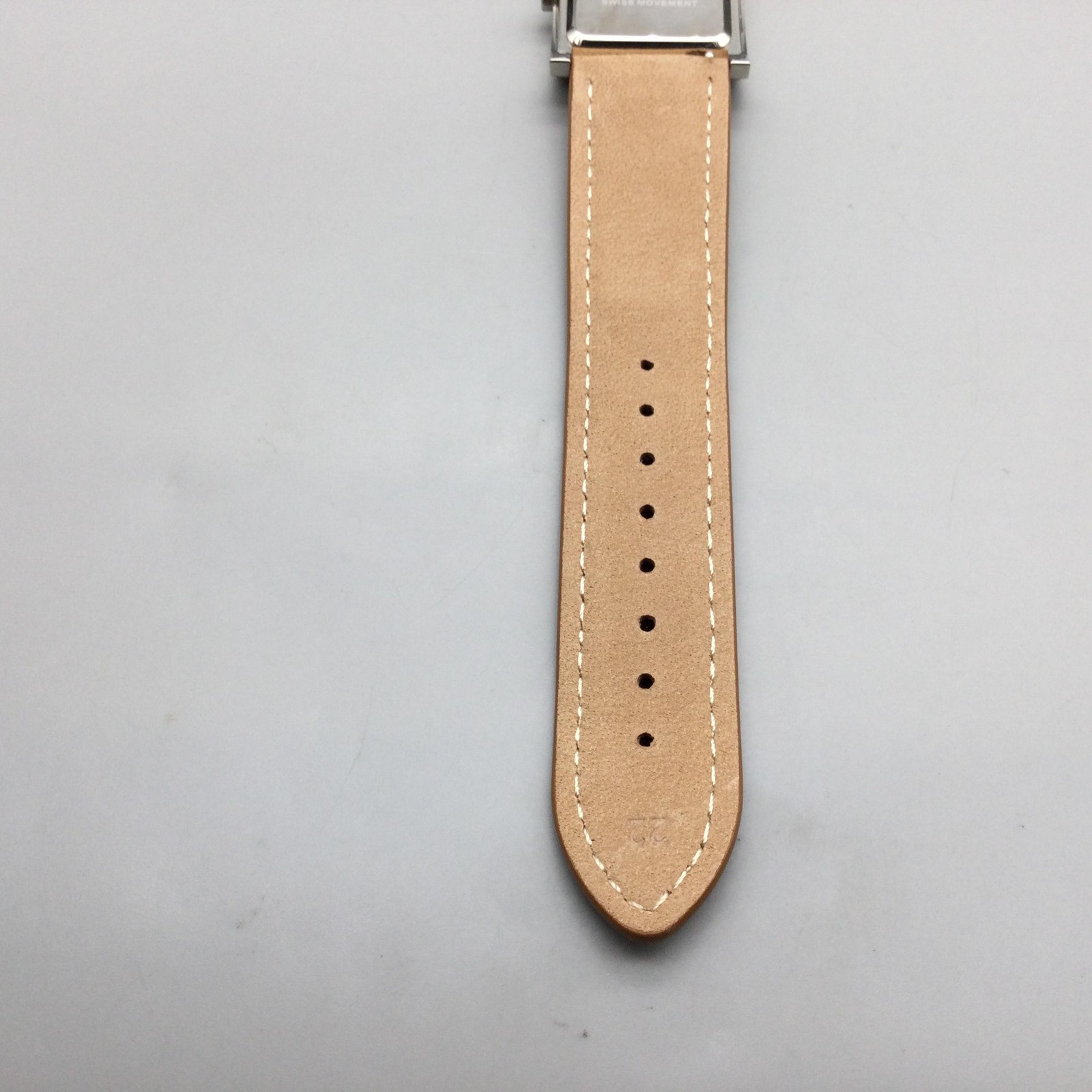 DMQ Square Watch Womens 28mm Silver Tone Crystals Tan Leather Strap New Battery
