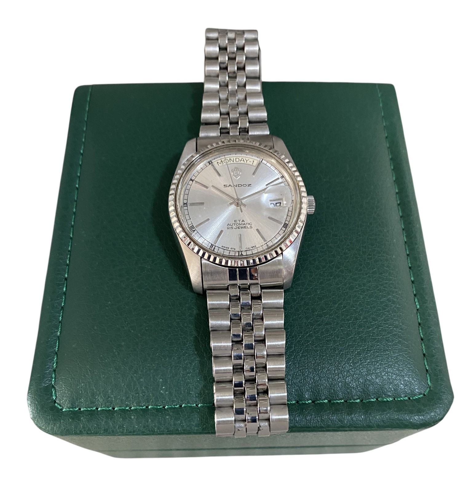 Sandoz President Day-Date Automatic Silver Dial Stainless Steel Gent’s Watch